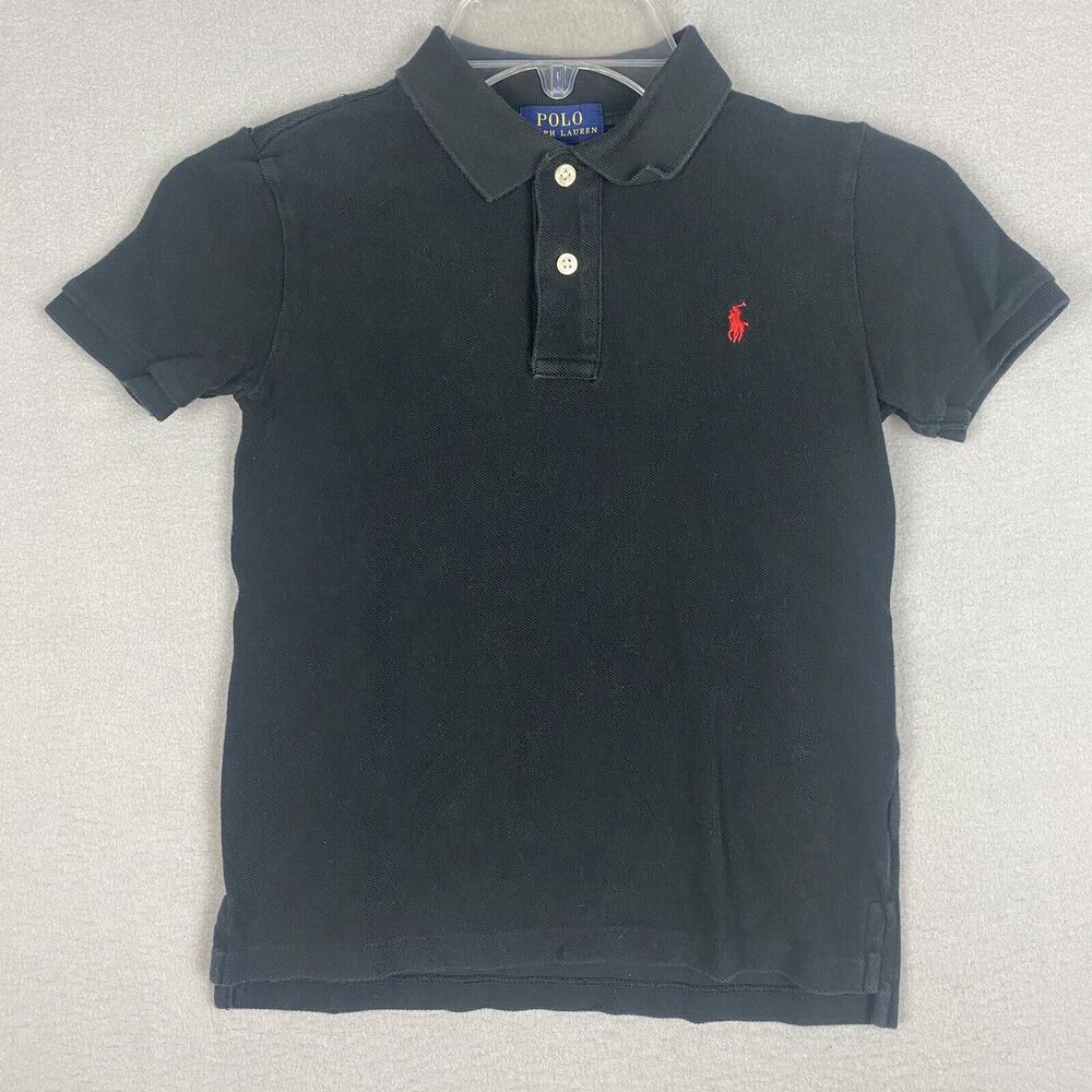 Ralph Lauren Polo Shirt Boys Size 7 EUC Black Classic Casual Pony Button